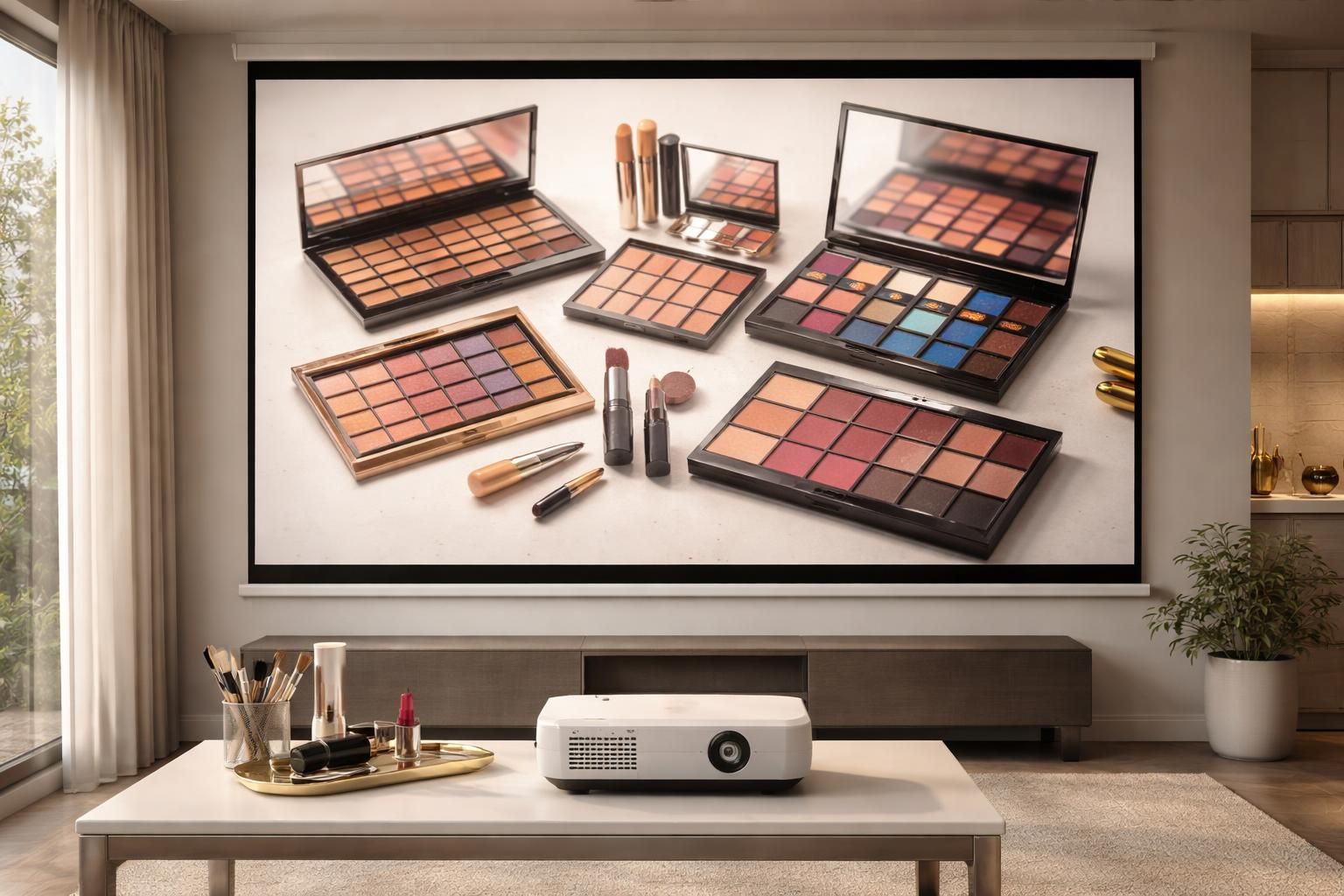 découvrez comment projeter des palettes et teintes de maquillage sur écran de projection pour un rendu précis et une présentation professionnelle.