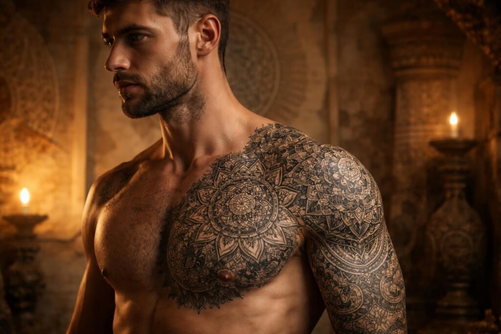 découvrez l'univers captivant du tatouage de mandala pour homme et plongez dans l'histoire riche et symbolique de ses motifs ancestraux.