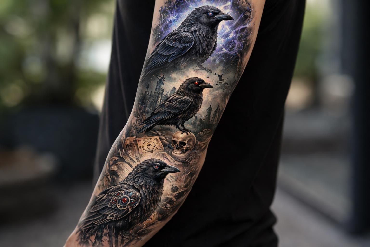 découvrez les diverses interprétations du tatouage du corbeau dans l'art, explorant ses symboliques riches et variées à travers les cultures et époques.