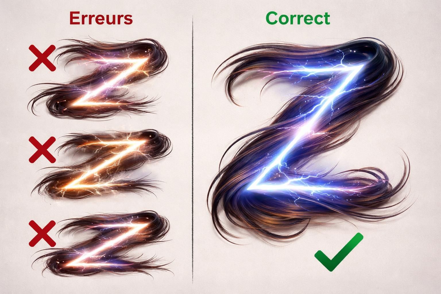 découvrez les erreurs courantes à éviter lors de la création de traits de cheveux en z avec effet d'éclair pour un rendu stylisé et réussi.